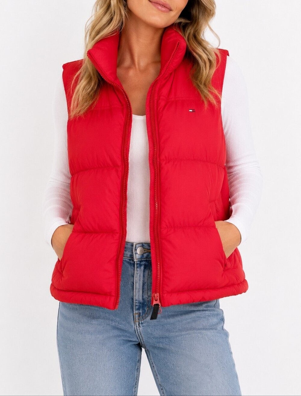 Tommy Hilfiger Red Quilted Puffer Vest
